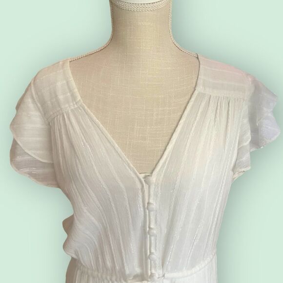 Veronica Beard | EUC TINZIA LUREX-STRIPED DRESS White Size Large L - Picture 3 of 7